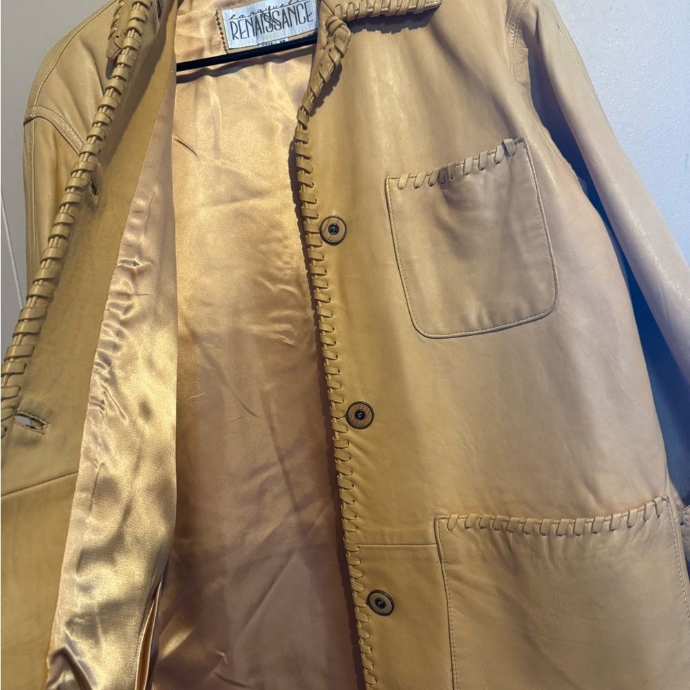 La‎ Nouvelle Renaissance Unisex XS %100 Leather Butter Yellow Jacket - Picture 6 of 14